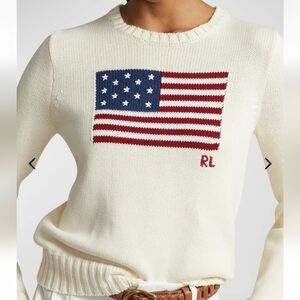 Ralph Lauren Cream Sweater with American Flag
